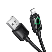Заредете изображение във визуализатора на галерията – Cable with LCD USB A to Lightning Hoco 2,4A 1,2 m U146 black

