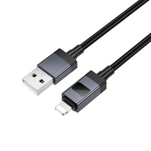 Заредете изображение във визуализатора на галерията – Cable USB A to Lightning Hoco 2,4A with display 1 m X118 black
