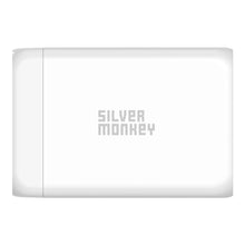 Заредете изображение във визуализатора на галерията – Silver Monkey SMA152 130W 3xUSB-C PD USB-A QC 3.0 GaN Charger with Detachable Power Cable - White
