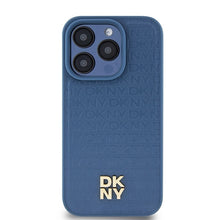 Заредете изображение във визуализатора на галерията – Original Case DKNY hardcase Leather Monogram Pattern Metal Logo MagSafe DKHMP15LPSHRPSB for Iphone 15 Pro blue
