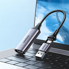 Заредете изображение във визуализатора на галерията – Ugreen CM489 40189 HDMI Adapter (Female) - USB-A / USB-C (Male) - Gray
