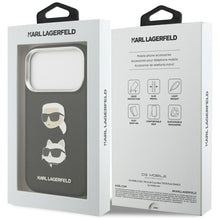 Заредете изображение във визуализатора на галерията – KARL LAGERFELD case for IPHONE 17 Pro KLHCP17LPSFDHPOK (FW Grained PU W/ K&amp;C Heads Pin &amp; Logo) black
