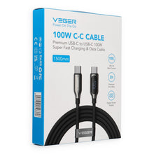 Заредете изображение във визуализатора на галерията – Cable with LED display Type C to Type C VEGER PD 5A 100W CC1-XHJ 1,5 m black
