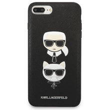 Заредете изображение във визуализатора на галерията – Karl Lagerfeld Saffiano Karl&amp;Choupette Head case for iPhone 7 Plus / iPhone 8 Plus - black
