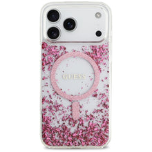 Заредете изображение във визуализатора на галерията – GUESS case for IPHONE 17 Pro Max compatible with MagSafe GUHMP17XRGRGEP (Resin Bottom Glitter) pink
