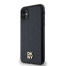 Заредете изображение във визуализатора на галерията – Original Case DKNY hardcase Leather Monogram Pattern Metal Logo MagSafe DKHMN61PSHRPSK for Iphone 11/Xr black
