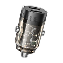 Заредете изображение във визуализатора на галерията – Borofone Car charger BZ29B Outstanding - 2xType C - PD 36W 3A transparent-black
