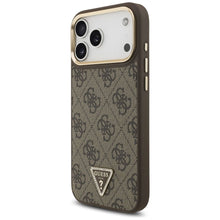 Заредете изображение във визуализатора на галерията – GUESS case for IPHONE 17 Pro Max compatible with MagSafe GUHMP17XP4GTDGMW (4G PU W/ Triangle Logo) gold brown
