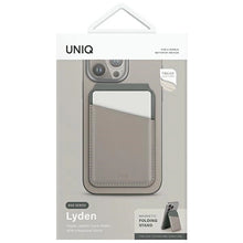 Заредете изображение във визуализатора на галерията – Uniq Lyden DS magnetic RFID wallet with phone stand - beige and green
