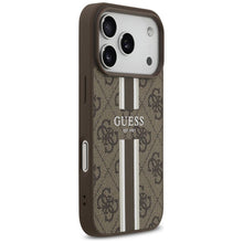 Заредете изображение във визуализатора на галерията – GUESS case for IPHONE 17 Pro compatible with MagSafe GUHMP17LP4RPSW (4G Printed Stripes) brown
