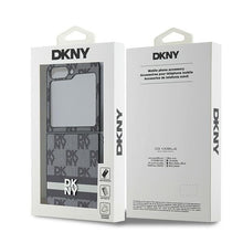 Заредете изображение във визуализатора на галерията – DKNY case for SAMSUNG Z Flip 6 DKHCZF6PCPTSSK (HC PU Chequered Pattern W/ Printed Stripes) black
