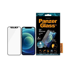 Заредете изображение във визуализатора на галерията – PanzerGlass E2E Microfracture antibacterial glass with camera cover for iPhone 12 mini - with black frame
