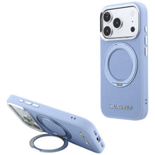 Заредете изображение във визуализатора на галерията – KARL LAGERFELD case for IPHONE 18 Pro/17 Pro compatible with MagSafe (Saffiano Classic Logo) light blue
