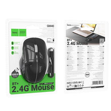 Заредете изображение във визуализатора на галерията – Wireless mouse dual-mode (Bluetooth, 2.4G) 1600 dpi RGB Hoco GM43 black
