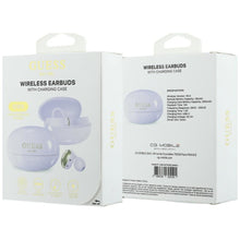 Заредете изображение във визуализатора на галерията – Wireless earphones OWS Guess Metalic Finish Electropated Parts Classic Logo purple
