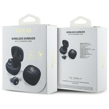 Заредете изображение във визуализатора на галерията – GUESS wireless earphones bluetooth TWS GUTWSJ144ESK (Mini Iridescent 4G Printed Logo) black
