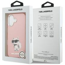 Заредете изображение във визуализатора на галерията – KARL LAGERFELD case for IPHONE 17 compatible with MagSafe KLHMP17SHMCHAQOP (IML Aquarelle Choupette &amp; Logo) pink
