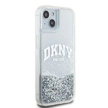 Заредете изображение във визуализатора на галерията – DKNY case for IPHONE 15 DKHCP15SLBNAET (DKNY HC Liquid Glitters W/Arch Logo) white
