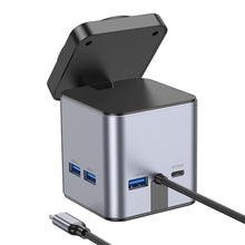 Заредете изображение във визуализатора на галерията – HOCO adapter HUB 9in1 Type C with wireless charger HB49 metal gray
