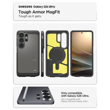 Заредете изображение във визуализатора на галерията – SPIGEN case TOUGH ARMOR compatible with MagSafe for SAMSUNG S26 Ultra gunmetal

