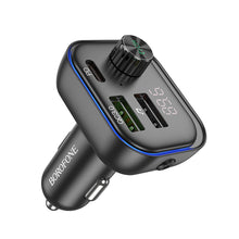 Заредете изображение във визуализатора на галерията – Borofone Transmitter FM BC54 Acertar MP3, Bluetooth - 2xUSB + Type C - QC 3.0 PD 30W black
