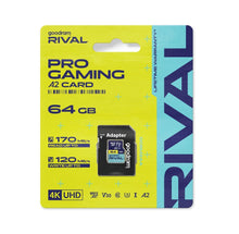 Заредете изображение във визуализатора на галерията – GOODRAM RIVAL Memory card microSD 64GB 100MB/s class 10 UHS-I V30 A2 with adapter SD
