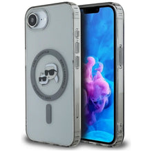 Заредете изображение във визуализатора на галерията – KARL LAGERFELD case for IPHONE 16e (SE 4 2025) compatible with MagSafe KLHMPSE4HLSKCK (IML Metal KC Heads) black
