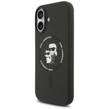 Заредете изображение във визуализатора на галерията – KARL LAGERFELD case for IPHONE 17 compatible with MagSafe KLHMP17SSCMKCRHK (Silicone KC Body Ring) black
