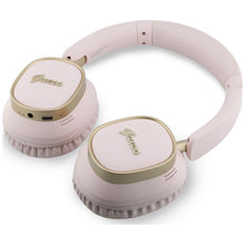 Заредете изображение във визуализатора на галерията – Wireless headphones Guess ENC Rectangle Metal Script pink
