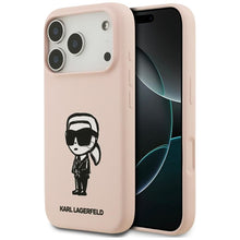 Заредете изображение във визуализатора на галерията – KARL LAGERFELD case for IPHONE 17 Pro compatible with MagSafe KLHMP17LSKIGROP (Silicone W/ KL Sketch &amp; Logo) pink

