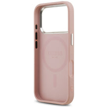 Заредете изображение във визуализатора на галерията – GUESS case for IPHONE 17 Pro compatible with MagSafe GUHMP17LPFGTSCMP (PU Glitter W/ Triangle Logo) pink
