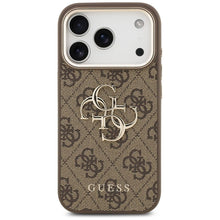 Заредете изображение във визуализатора на галерията – GUESS case for IPHONE 18 Pro / 17 Pro GUE005483 (PU W/ Big 4G Classic Logo) brown gold
