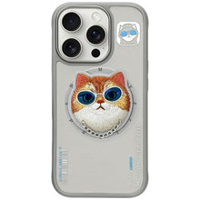 Заредете изображение във визуализатора на галерията – NIMMY case GLASSES COOL CAT compatible with MagSafe for IPHONE 16 Pro gray
