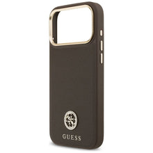 Заредете изображение във визуализатора на галерията – GUESS case for IPHONE 17 Pro Max compatible with MagSafe GUHMP17XPGCRMDEW (PU W/ Grained Strass Logo) brown
