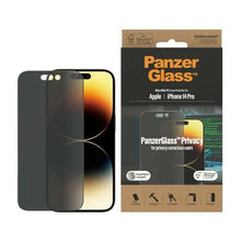 Заредете изображение във визуализатора на галерията – PanzerGlass Ultra-Wide Fit Tempered Glass Antibacterial Privacy with Positioner for iPhone 14 Pro
