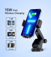 Заредете изображение във визуализатора на галерията – Choetech T203-F gravity car holder with 15W inductive charger for cockpit - black
