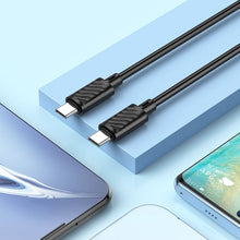 Заредете изображение във визуализатора на галерията – Cable USB C to USB C Hoco 3A 60W 2 m X88 black
