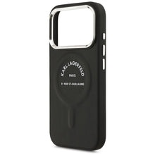Заредете изображение във визуализатора на галерията – KARL LAGERFELD case for IPHONE 17 Pro Max compatible with MagSafe KLHMP17XPSKRSGEK (PU W/ Karl RSG Logo) black
