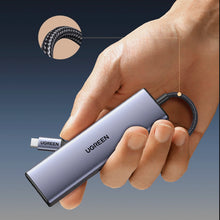 Заредете изображение във визуализатора на галерията – Ugreen CM498 15600 USB-C adapter - 3x USB-A 3.0 / HDMI / VGA / RJ45 / SD / TF card reader / USB-C PD - gray
