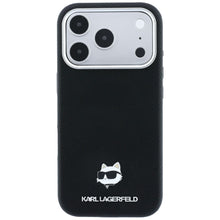 Заредете изображение във визуализатора на галерията – KARL LAGERFELD case for IPHONE 18 Pro Max/ 17 Pro Max compatible with MagSafe (Grained Choupette Head Metal) black
