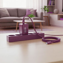 Заредете изображение във визуализатора на галерията – Phone charger Forcell F-Energy GaN III Crystal Color 2x USB C AVS SSFC3.0 60W + silicone cable USB C to USB C VT-60 burgund
