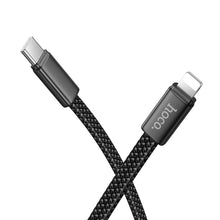Заредете изображение във визуализатора на галерията – Flat Cable USB C to Lightning Hoco PD 30W 1 m X125 black
