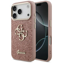 Заредете изображение във визуализатора на галерията – GUESS case for IPHONE 17 Pro GUHCP17LHG4SGCP (Fixed Glitter Big 4G Metal Frame) pink
