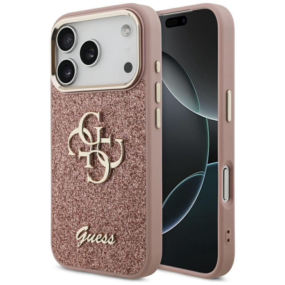 GUESS case for IPHONE 17 Pro GUHCP17LHG4SGCP (Fixed Glitter Big 4G Metal Frame) pink