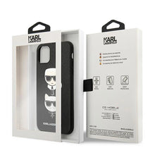 Заредете изображение във визуализатора на галерията – Karl Lagerfeld Saffiano Karl&amp;Choupette Head case for iPhone 11 Pro Max - black

