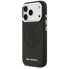 Заредете изображение във визуализатора на галерията – KARL LAGERFELD case for IPHONE 17 Pro Max compatible with MagSafe KLHMP17XPSKRPMK (PU W/ Point &amp; Metal Logo) black
