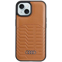 Заредете изображение във визуализатора на галерията – Audi Synthetic Leather case with MagSafe for iPhone 15 / 14 / 13 - brown
