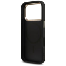 Заредете изображение във визуализатора на галерията – GUESS case for IPHONE 17 Pro compatible with MagSafe GUHMP17LP4GTDGMK (4G PU W/ Triangle Logo) gold black

