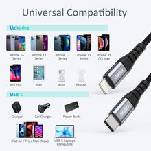 Заредете изображение във визуализатора на галерията – Choetech IP0039 USB-C / Lightning MFi cable, 1.2m long - black
