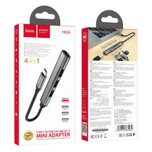 Заредете изображение във визуализатора на галерията – Adapter HUB 4w1 (USB 3.0+USB 2.0 x 3) USB-A Hoco HB26 szary
